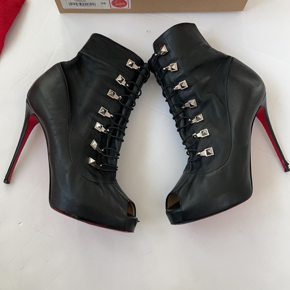 Christian Louboutin Black leather Frenchissima 2020 Alta 120 ankle bootie EU 38 - Picture 2 of 16